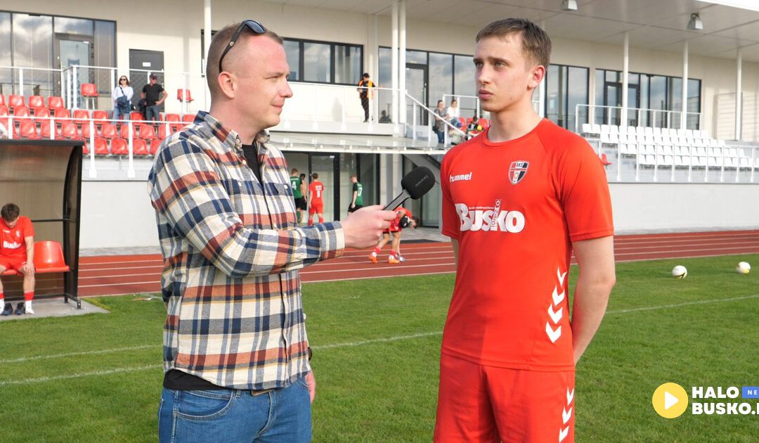 Kacper Załęcki i Tadeusz Krawiec po meczu AKS 1947 Busko-Zdrój – Pogoń Staszów.