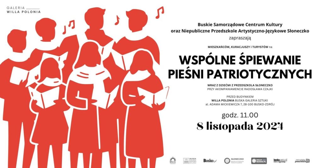 Wspólne śpiewanie pieśni patriotycznych z Przedszkolem Słoneczko w Busku-Zdroju