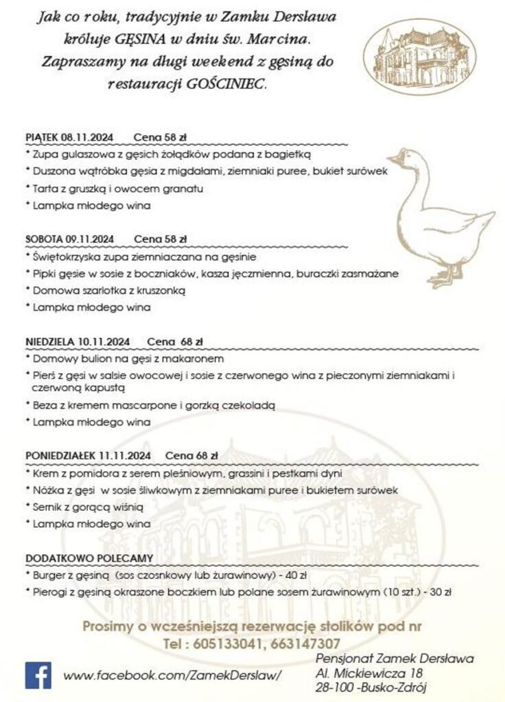 gęsina w Zamku Dersława
