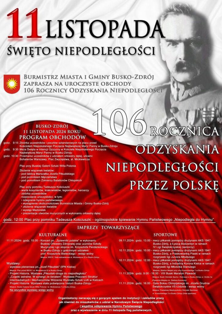 obchody 106. rocznicy odzyskania niepodległości przez Polskę
