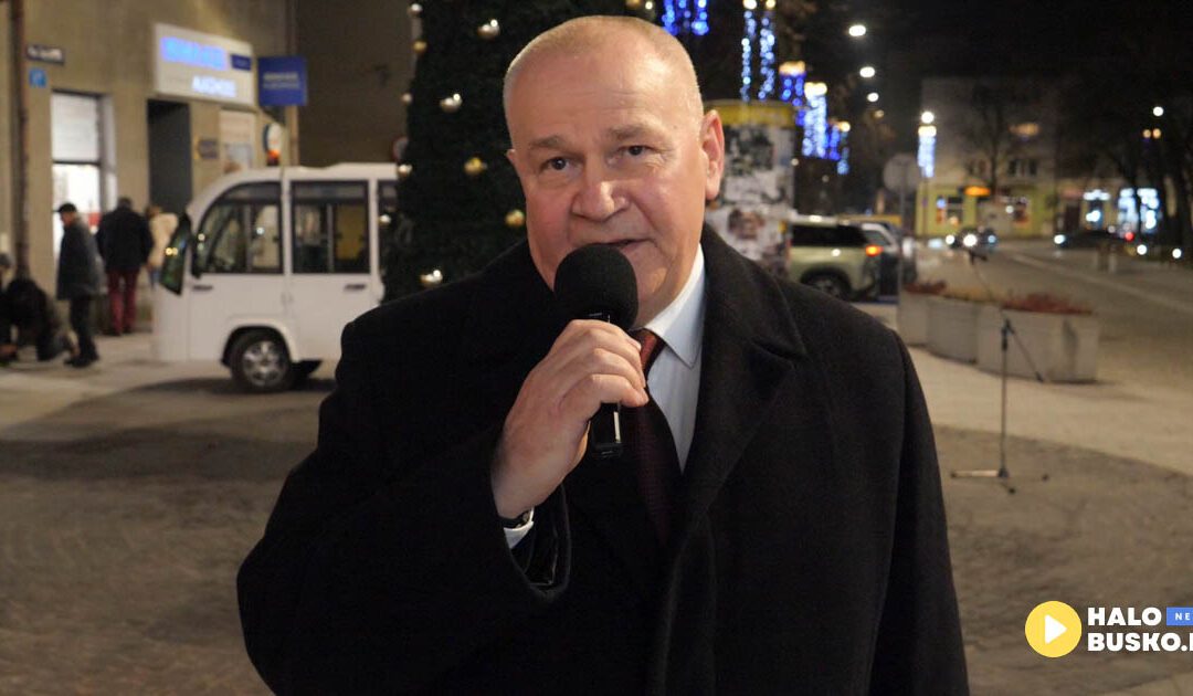 Świąteczne iluminacje rozświetliły Busko-Zdrój – życzenia od zastępcy burmistrza (VIDEO)