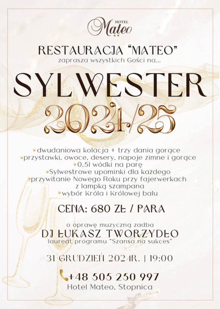 sylwester w hotelu mateo w stopnicy
