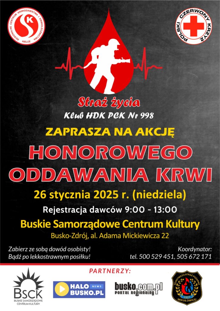 akcja honorowego krwiodawstwa wośp busko-zdrój