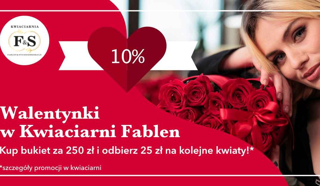 Walentynkowy bukiet i rabat na kolejne kwiaty w Kwiaciarni Fablen w Busku-Zdroju