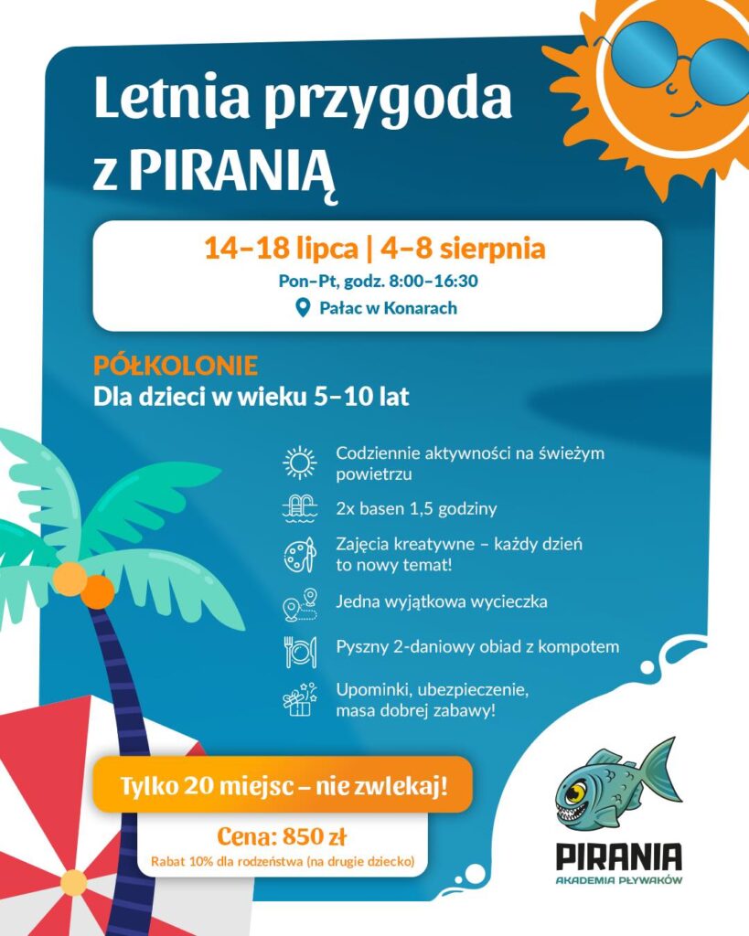 półkolonie letnie z piranią