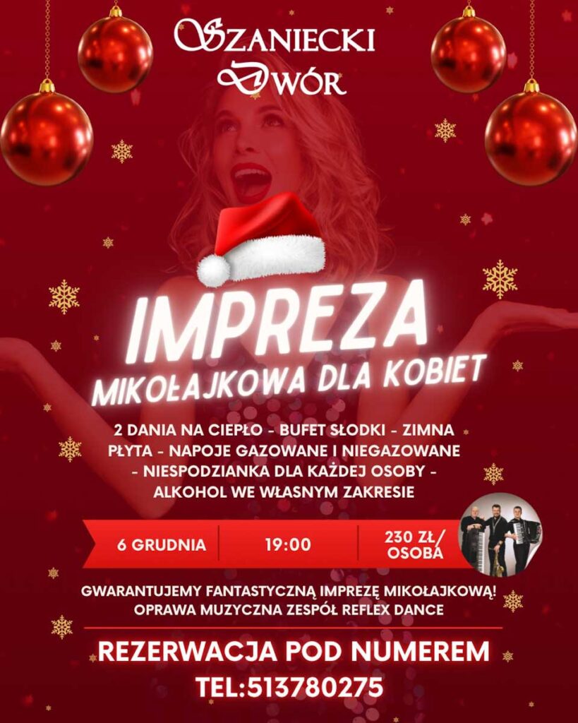 impreza mikołajkowa dla kobiet w szanieckim dworze w busku-zdroju