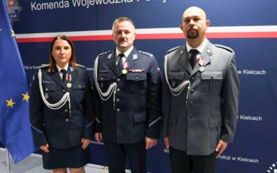 Policjanci z Buska-Zdroju i Solca-Zdroju wśród wyróżnionych podczas uroczystości w Kielcach.