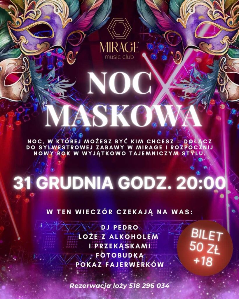 sylwester w mirage music club w konarach