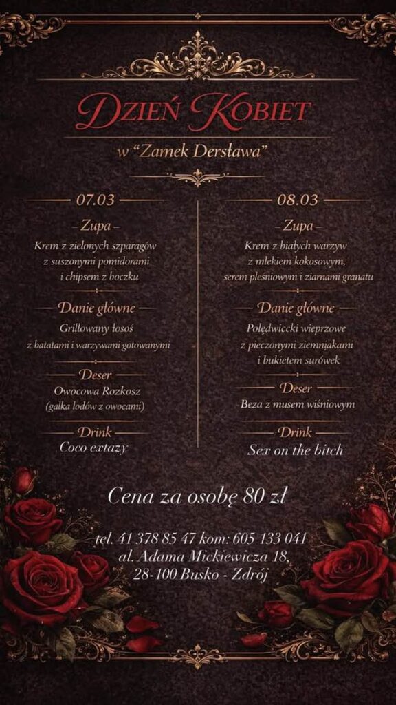 dzień kobiet dzień kobiet w zamku dersława