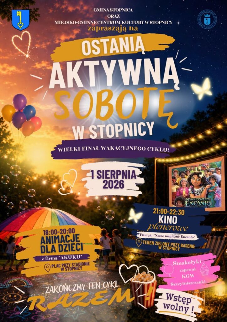 animacje i kino pod gwiazdami w stopnicy