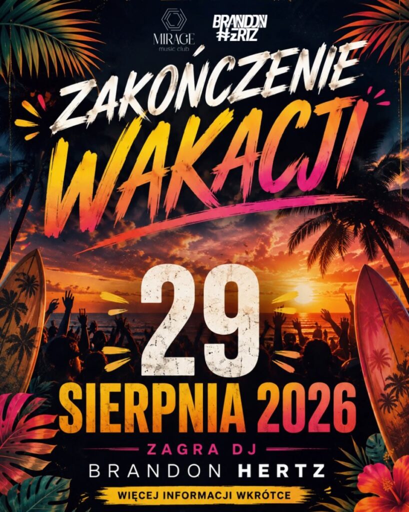 zakończenie wakacji w mirage music club w konarach