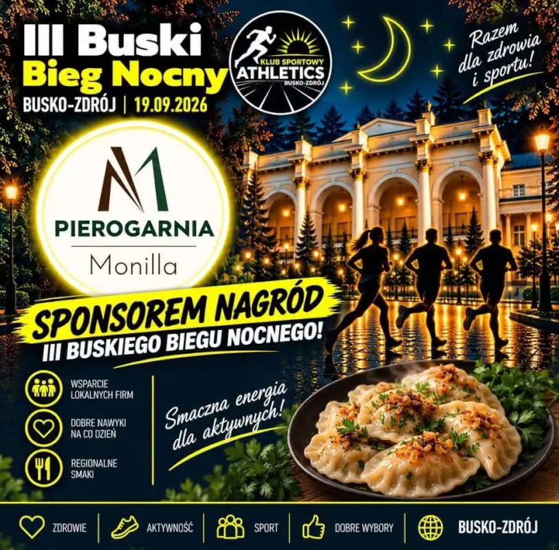 Pierogarnia Monilla wspiera III Buski Bieg Nocny