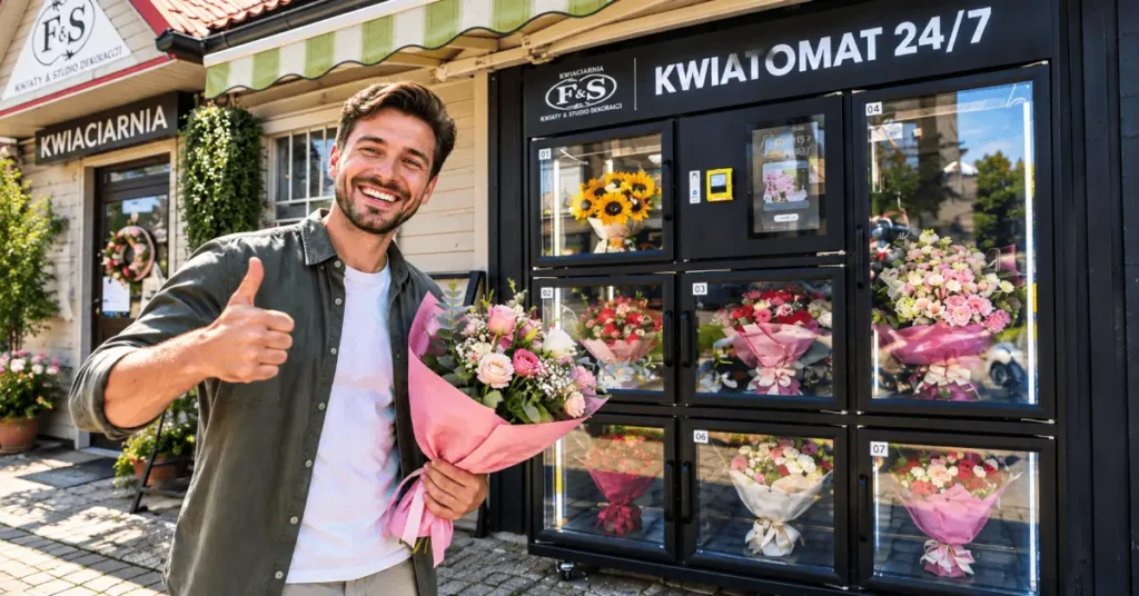 Przy kwiaciarni Fablen w Busku-Zdroju stanął kwiatomat 24/7