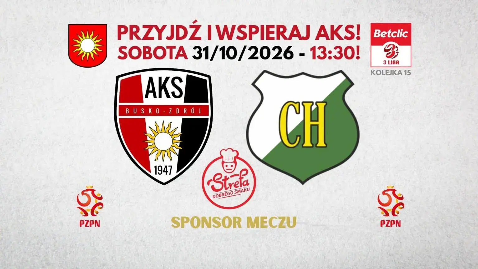 Plakat meczu AKS Busko-Zdrój – Chełmianka Chełm, 31 października 2026