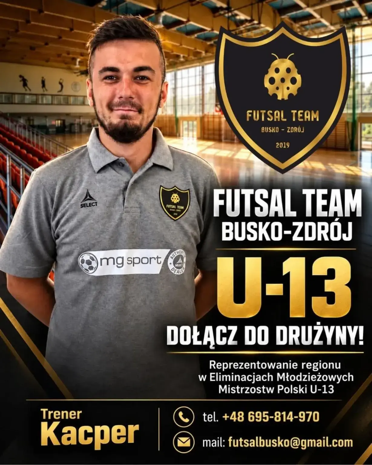 Plakat naboru do drużyny U-13 Futsal Team Busko-Zdrój