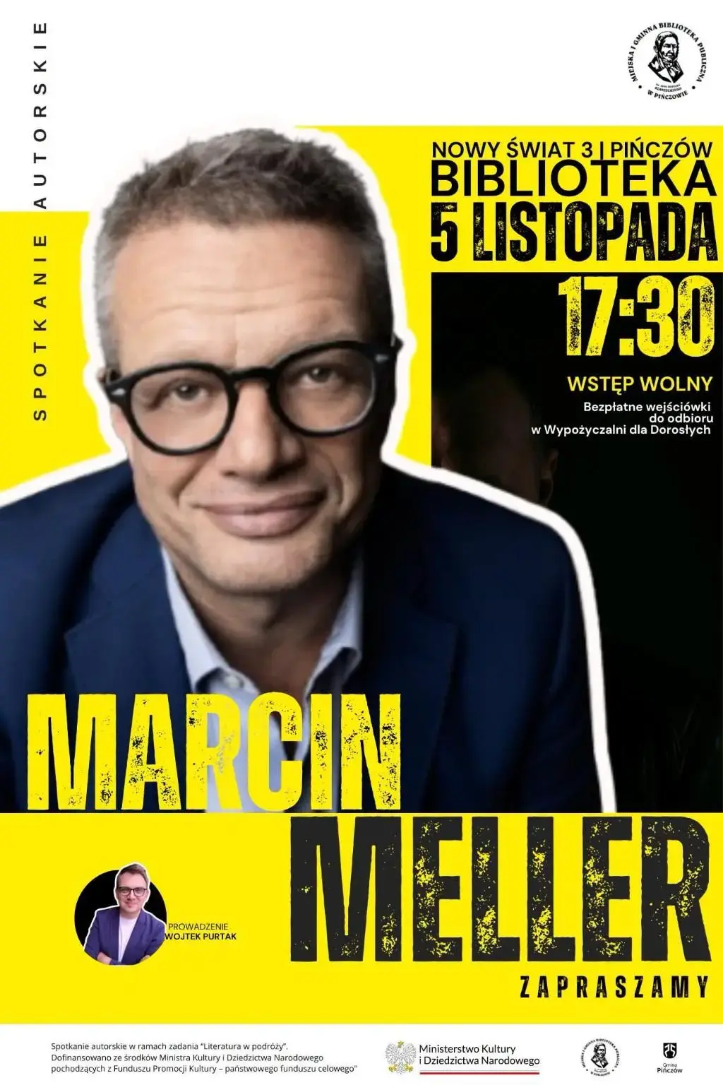 Spotkanie z Marcinem Mellerem w Pińczowie – plakat wydarzenia