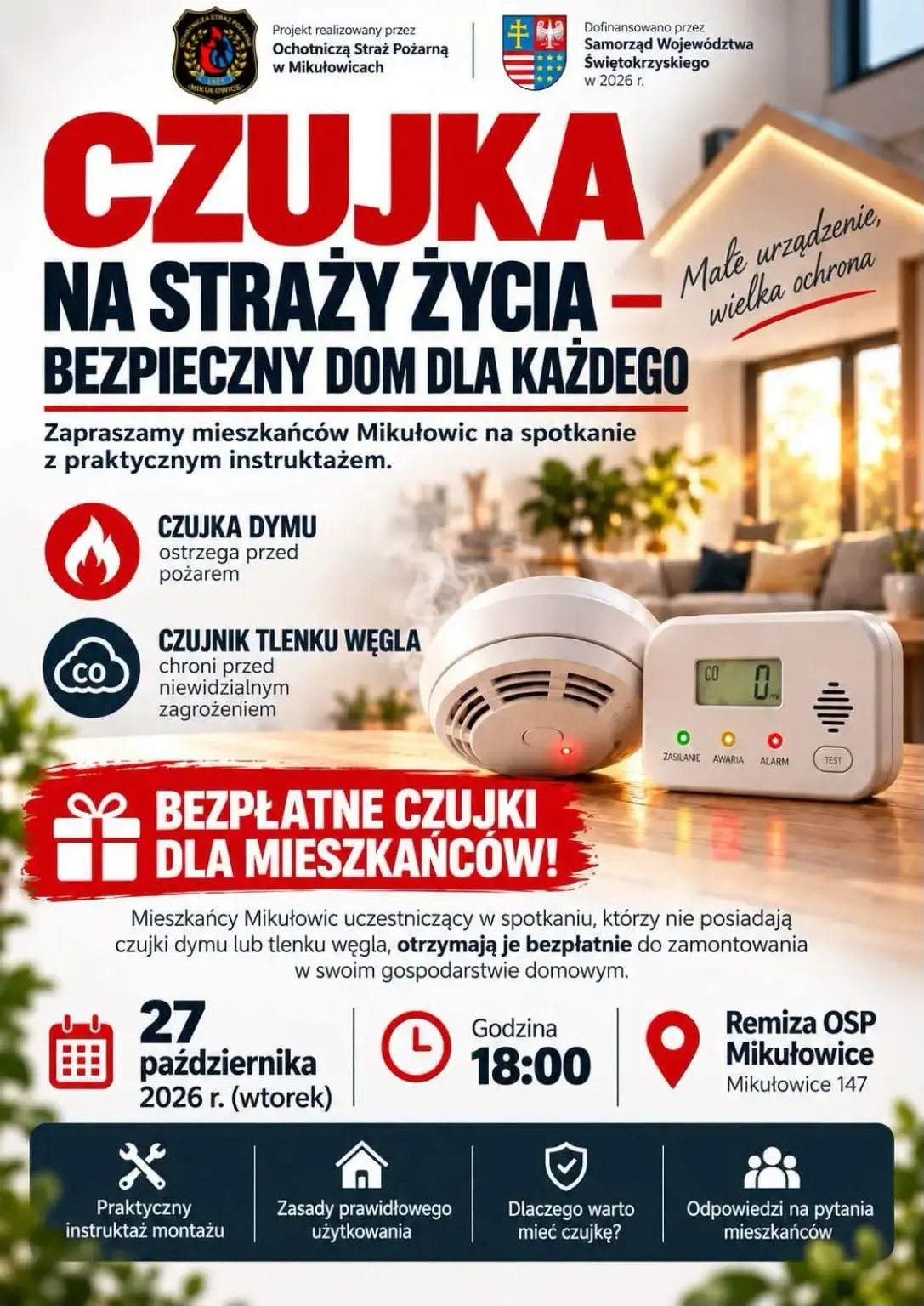 Plakat spotkania Czujka na Straży Życia w Mikułowicach 27 października 2026 roku